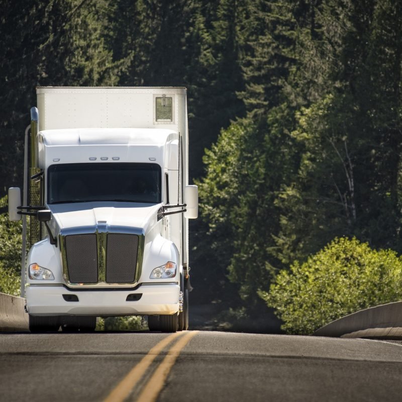A commercial truck on the road.